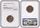 10 centesimi Vatican City 10 centesimi 1942, NGC MS65, Pope Pius XII (1939 - 1958) -