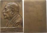 Frankreich, 3. Republik Große einseitige Bronzeplakette o.J. v. Jean Chorel, a.d. Zahnmediziner Dr. Julien Tellier, gew. von seinen Freunden EF
