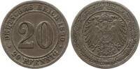 Deutsches Kaiserreich 20 Pfennig 1890 F VF