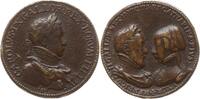 Frankreich, Königreich Bronzemedaille Charles IX., 1560-1574, wohl v. Brucher, auf Henri II. und Katharina v. Medici -