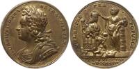 Großbritannien, Königreich Vergoldete Bronzegussmedaille George II., 1727 - 1760, v. J. Croker, a.s. Krönung, Sign. I C im Halsabschnitt -