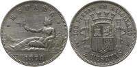 2 Pesetas 1870 * 1874 Spanien, Provisorische Regierung  Sehr schön - vorzüglich, min. ber., min. RF