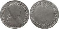 Frankreich, Königreich 1/2 Ecu à la mèche longue 1655 L Louis XIV., 1643 - 1715, Bayonne F-VF, Prägeschwäche in der Mitte