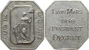 Frankreich, 2. Republik, Revolution, Lyon Oktogonale Zinnmedaille Club de la Charité / Lyon Mars 1848 President Degret -