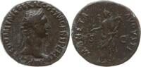 As 92 - 94 AD Römische Kaiserzeit, Rom Domitian, 81 - 96, Belorb. Kopf n.r. / Moneta hält Füllhorn und Waage Sehr schön, feine schwarzgrüne Patina