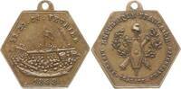 Frankreich, 2. Republik Kleine hexagonale versilberte Bronzemedaille a.d. Februarrevolution, Journées de Février, Fahne auf Barrikade -
