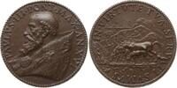 Kirchenstaat Bronzemedaille Paul III., 1534 - 1549, v. G.F. Bonzagna, Einhorn trinkt aus vergiftetem Fluss -