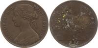 Großbritannien 1 Penny Victoria, 1837 - 1901, mit Tuscheziffer (verwaschen) aus alter Sammlung -