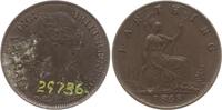 Großbritannien Farthing (1/4 Penny) Victoria, 1837 - 1901, mit Tuscheziffer aus alter Sammlung -