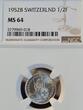 1952 Schweiz 1/2 Franken NGC MS 64