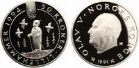NORWEGEN 50 KRONER 1991 LILLEHAMMER KIND AUF SKIER SILBER 1/2 OZ PP -