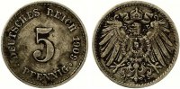  1909 F 5 Pfennig ss 9,50 EUR  Excl. 5,50 EUR Verzending