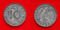  1943 B 10 Pfennig VZ 13,50 EUR  Excl. 5,50 EUR Verzending