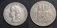 Niederlande 1 Gulden Wilhelmina Silber -