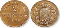 Deutschland 2 Pfennig Bayern, Tolle irisierende Patina -