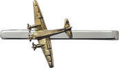 Schmuck Krawattennadel mit goldenem Probellerflugzeug- Piloten - -