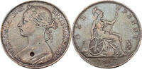 Großbritannien 1 Penny Königin Victoria (1838 - 1901) - mit Gegenstempel (Countermark) - selten -