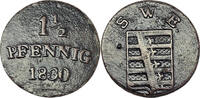 Sachsen-Weimar-Eisenach 1 1/2 Pfennig Karl Friedrich (1828 - 1853), zaponiert -