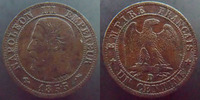 France 1 centime NAPOLEON III, 1 centime 1855 D Lyon Ancre, G.86 légèrement voilée sinon TTB -