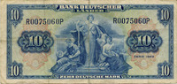 Allemagne, Bank Deutscher Lander 10 Mark Allemagne, Deutschland, Germany, Bank Deutsche Lander 10 Mark 22.08.1949, RS.260 TB+ -