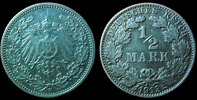 Allemagne, Deutschland, Empire, Kaisereich 1/2 Mark 1/2 Mark 1913 F, J.16 TTB+ -