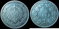 Allemagne, Deutschland, Empire, Kaisereich 1/2 Mark 1/2 Mark 1906 G, J.16 TTB -
