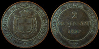 Italie, Toscane, Toscana 2 centesimi Italie, Italia, Toscane, Toscana, 2 centesimi 1859 Birmingham, Vittorio Emanuele II, 1,96 grms, Mont.124 TTB+ -