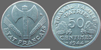 France 50 centimes 50 centimes Bazor, aluminium 1944 C, G.425 SUPERBE+ -