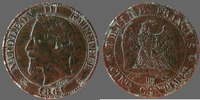 France 5 centimes NAPOLEON III, 5 centimes 1861 BB Strasbourg, G.155 TB à TTB -