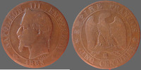 France 5 centimes NAPOLEON III, 5 centimes 1863 BB Strasbourg, G.155 B à TB -