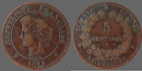 France 5 centimes 5 centimes Cérès 1875 A Paris, G.157a TB+ -