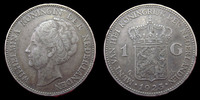 Pays bas, netherland, Hollande, Holland 1 gulden Pays Bas, Netherland, Wilhemina, 1 gulden 1923, 9,95 grms, KM.161.1 TTB+ -