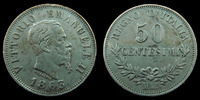 Italie, Italia, Italiane 50 centesimi Italie, Italia, Vittorio Emanuele II, 50 centesimi 1863 M, KM.14.1 TTB+ -
