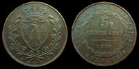 Italie, Italia, Sardaigne, Sardinien 5 centesimi Italie, Italia, sardaigne, Sardinia, 5 centesimi 1826 P (Ancre), Karl Felix, KM.100.1 TTB -