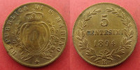 Italie, Italia San Marino 5 centesimi San Marino, Saint Marin, Italie, Italia, 5 centesimi 1894, KM.1 Traces de nettoyage sinon TTB+ -