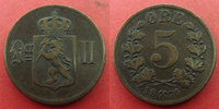 Norvege, Norway, Norge Norvège, Norge, Norway, 5 ores 1876, KM.349 TTB -