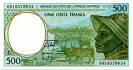 Banque des etats de l'Afrique centrale 500 francs Gabon, banque des états de l'Afrique centrale, billet de 500 francs , P.401 NEUF -