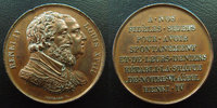 Médaille, Roi, Reine bronze HENRI IV et LOUIS XVIII, médaille en bronze 32,2 mm (sans poinçon), signé Gayrard F., petits coups sinon TTB+ -