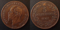 Italie, Italia, Italien 5 centesimi Italie, Italia, 5 centesimi 1861 M, KM.3,2 TB à TTB -