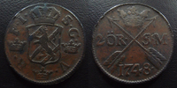 Suède, Sweden SUEDE,SWEDEN, Frederik I, 2 ores 1748, 25,22 grms, Ahlstrom 315 P.TTB -