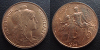France 5 centimes 5 centimes Daniel Dupuis 1902, G.165 petites traces au revers sinon SUPERBE+ -