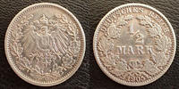 Allemagne, Deutschland, Empire, Kaisereich 1/2 Mark 1/2 Mark 1905 G, J.16 TTB -