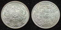 Allemagne, Deutschland, Empire, Kaisereich 1/2 Mark 1/2 Mark 1915 A, Kaiserreich, Empire, J.16 SUPERBE+ -