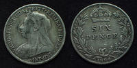 Grande Bretagne, Great Britain, Angleterre Grande Bretagne, Great Britain, Victoria, six pence, 6 pences, 1894, LM.779 TB à TTB -