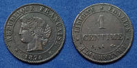 France 1 Centime 1 Centime Cérès 1874 A, Gad.88 TTB -