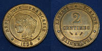 France 2 Centimes 2 Centimes Cérès 1884 A Paris, Gad.105 SPL -