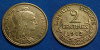 France 2 Centimes 2 Centimes Daniel Dupuis 1912, Gad.107 SPL -