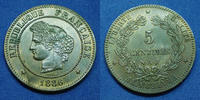 France 5 Centimes 5 Centimes Cérès 1886 A, Paris, Gad.157a (SUP+) SPL -