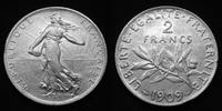 France 2 Francs 2 Francs semeuse de Roty 1909, Gad.532 petits coups sur tranche sinon SUPERBE -