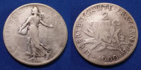 France 2 Francs 2 Francs semeuse de Roty 1900, Gad.532 TB Rare! -